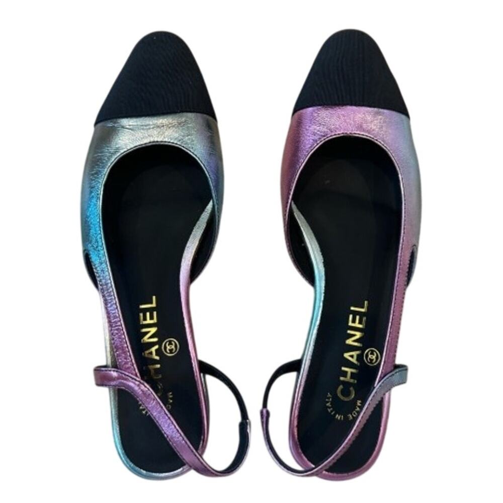 Chanel Colorful Iridescent Slingback Flats Women's Sz. 39C (US 8.5)